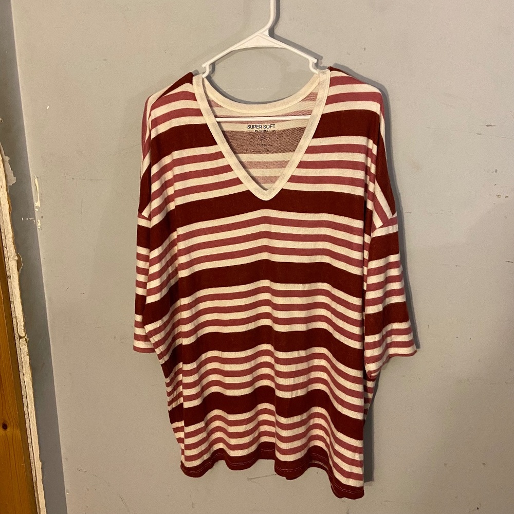 Red and Pink Striped Tunic